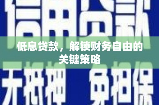 鄂伦春低息贷款，解锁财务自由的关键策略