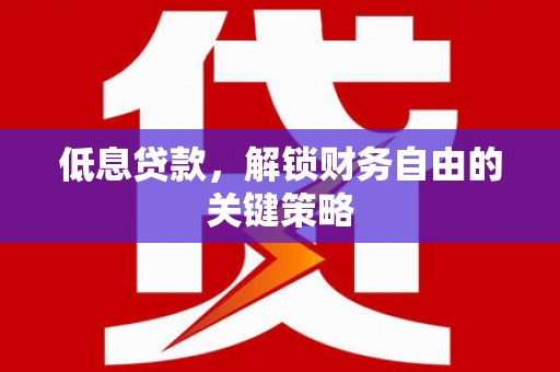 鄂伦春低息贷款，解锁财务自由的关键策略