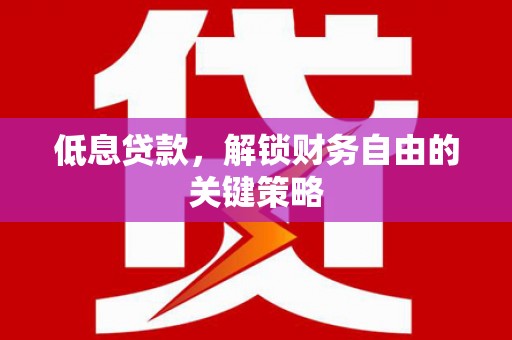 鄂伦春低息贷款，解锁财务自由的关键策略